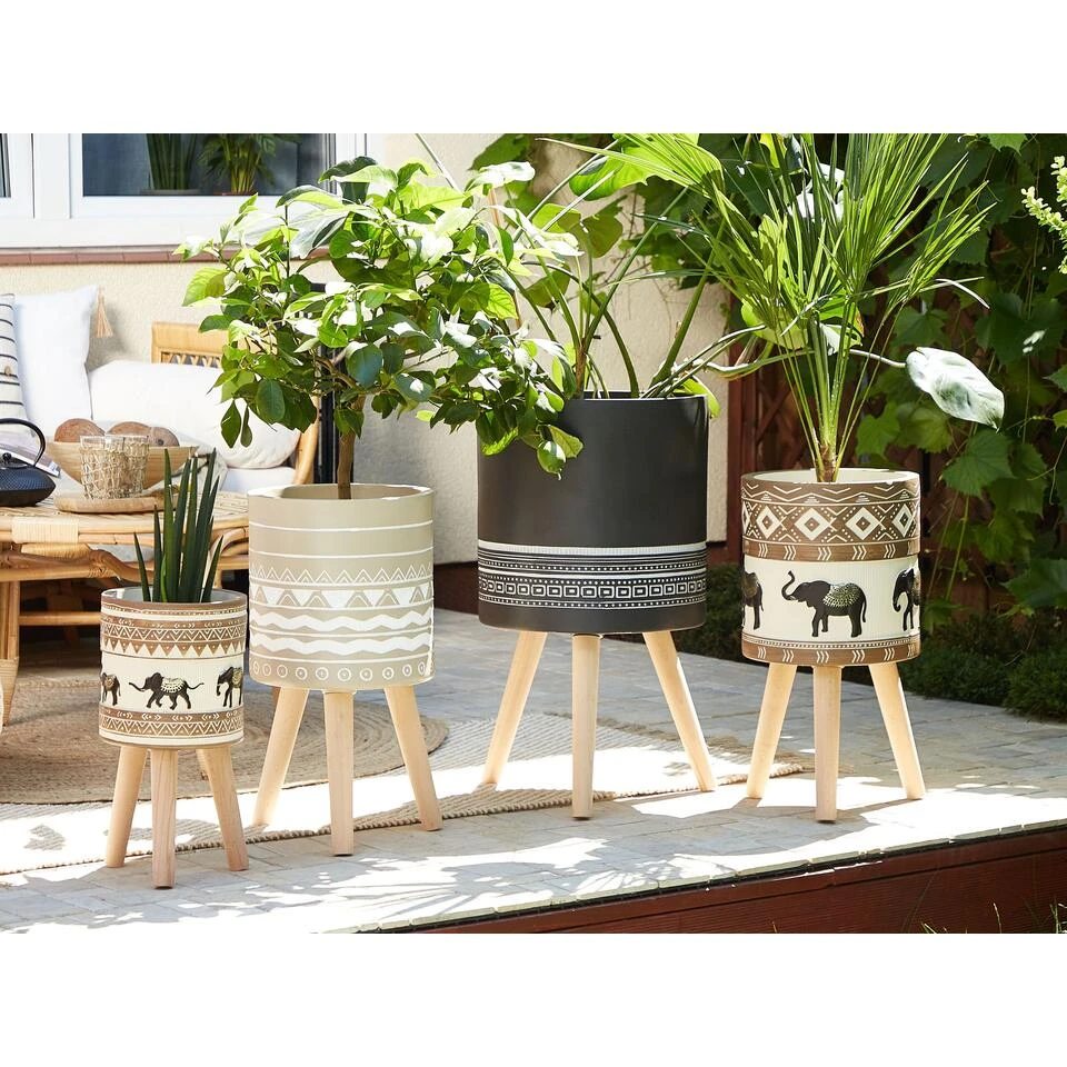 Beliani Plantenbak Voor Buiten ACHILIO - Bruin Magnesiumoxide - Afbeelding 4