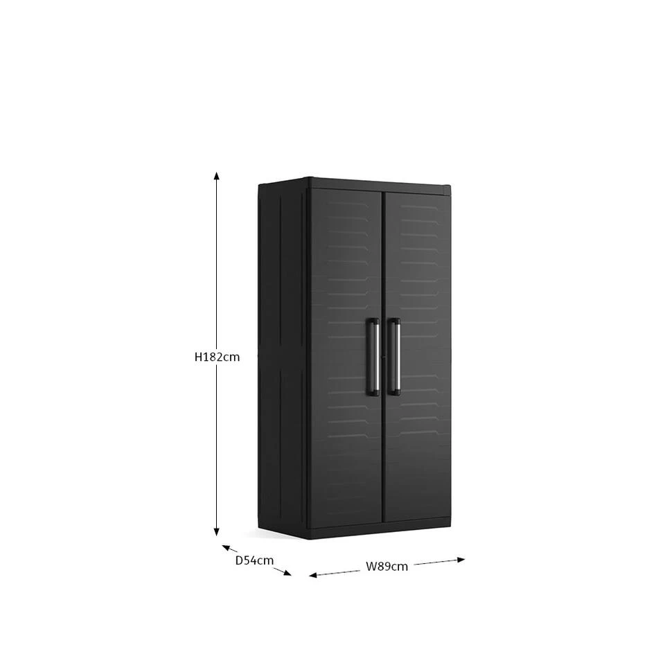Keter Detroit XL Hoge Kast - 4 Planken - 89x54x182cm - Zwart - Afbeelding 2