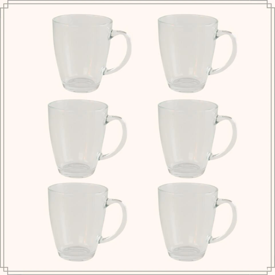 OTIX Theeglazen Met Oor 6 Stuks 350 Ml Groot Formaat Transparant Glas - Afbeelding 2