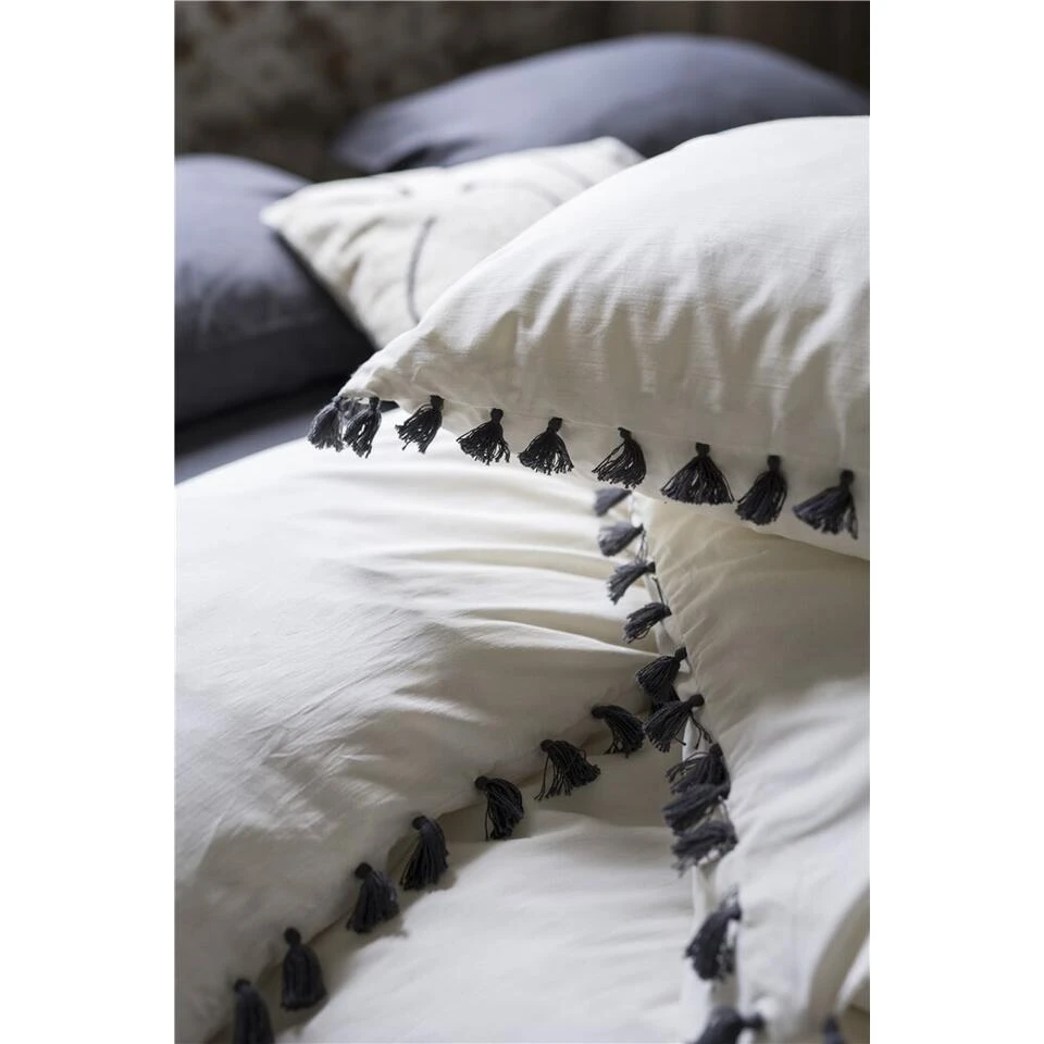 Dindi Home - Dekbedovertrek Fleeky Fringes - 240x220 Cm - Wit - Afbeelding 2