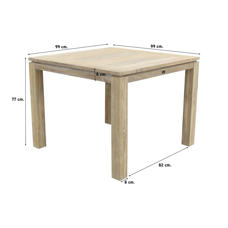 Allure Rome Teak Tuintafel 100 X 100 Cm. - Grey - Afbeelding 2