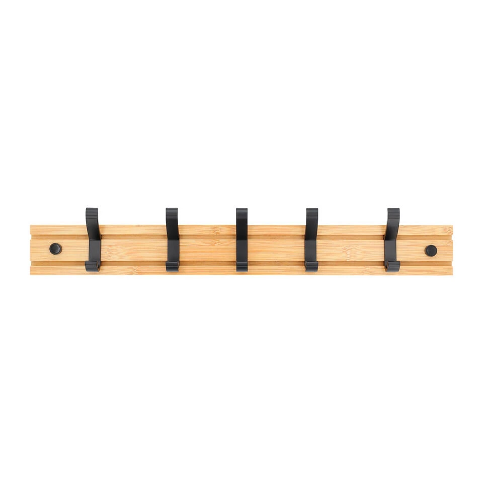 QUVIO Kapstok Bamboo Verschuifbare Haken Hout - Afbeelding 4