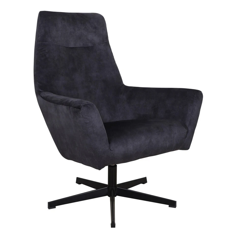 Fauteuil Draaibaar Casper Velvet Antraciet - Stof - Grijs