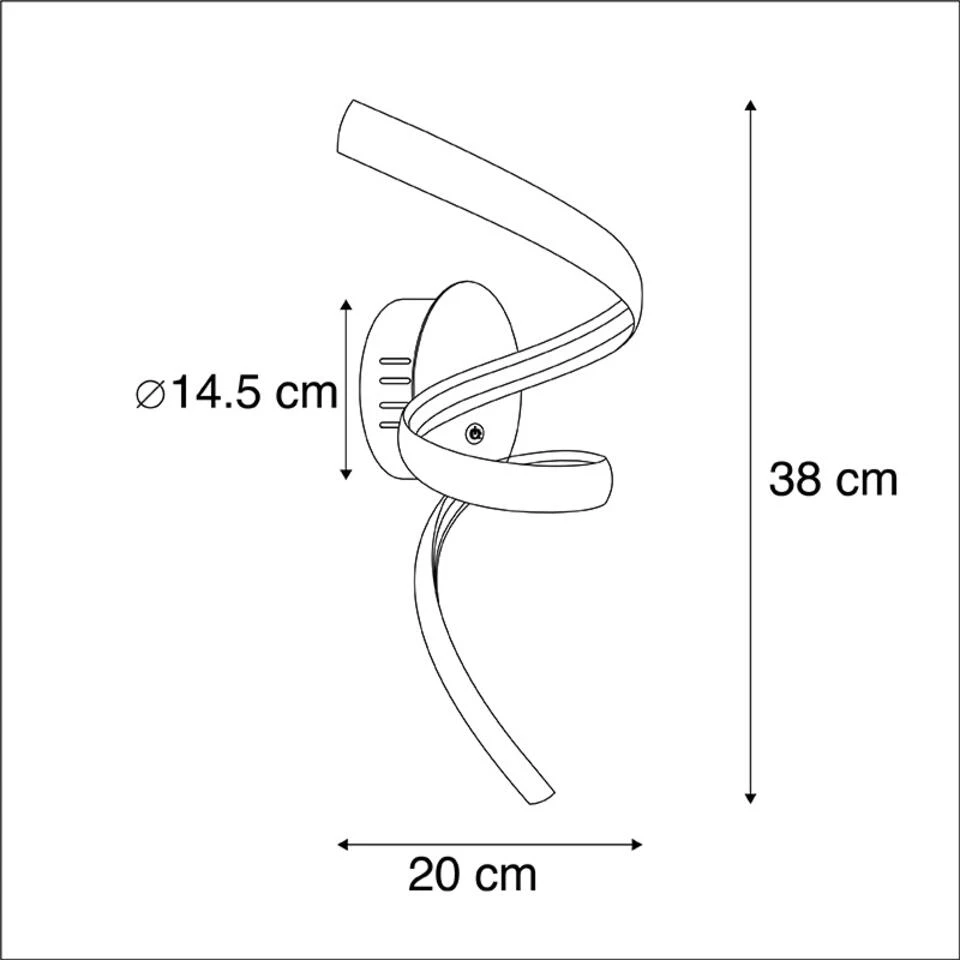QAZQA Design Wandlamp Zwart 3-stap Touchdimmer Incl. LED - Twisted - Afbeelding 3