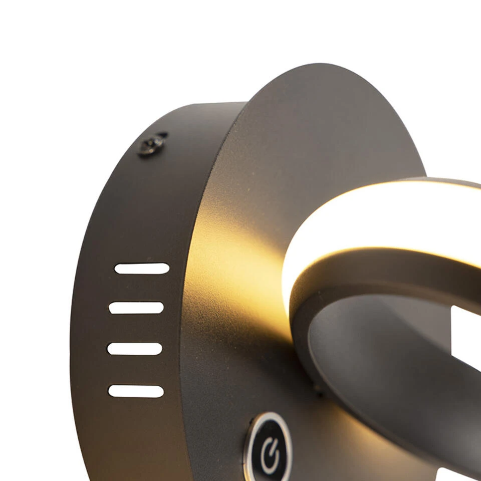 QAZQA Design Wandlamp Zwart 3-stap Touchdimmer Incl. LED - Twisted - Afbeelding 4