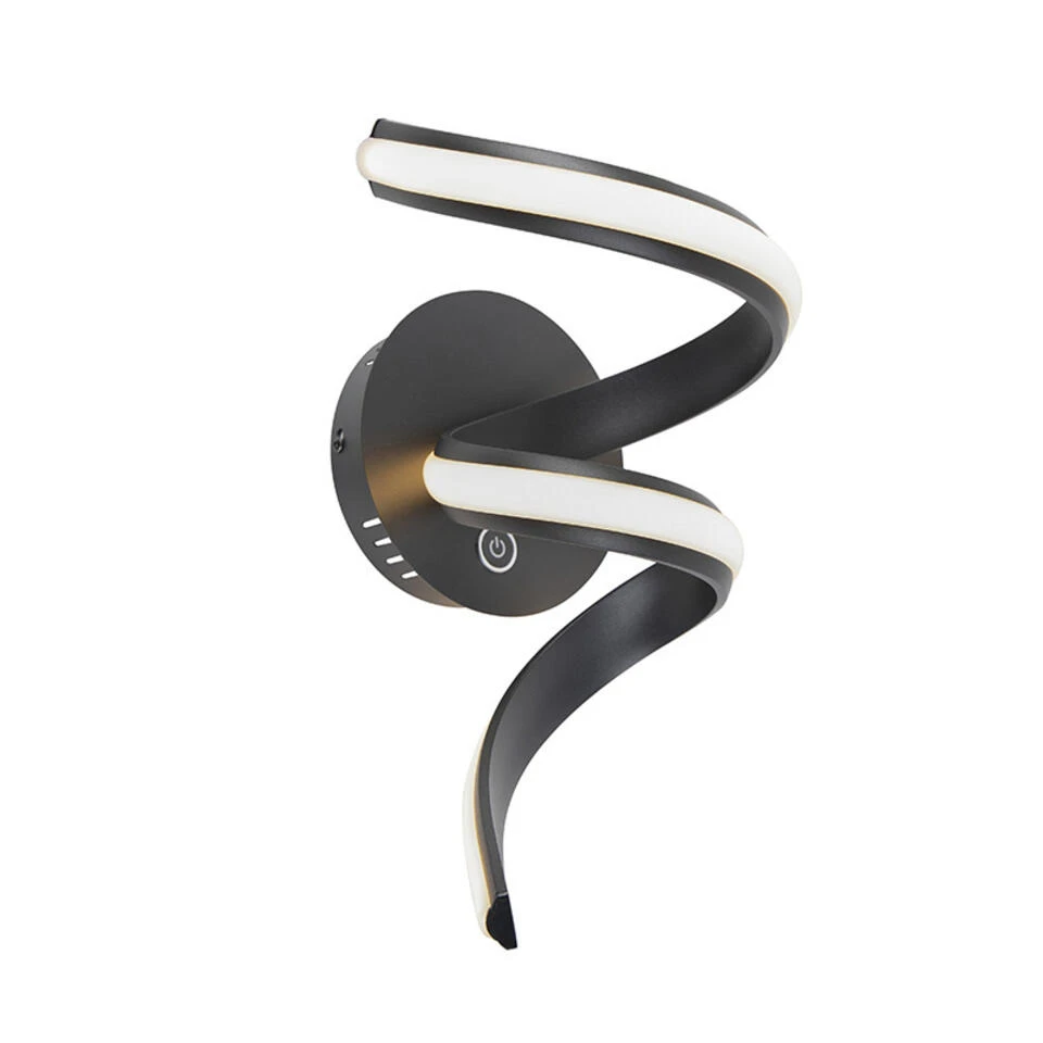 QAZQA Design Wandlamp Zwart 3-stap Touchdimmer Incl. LED - Twisted