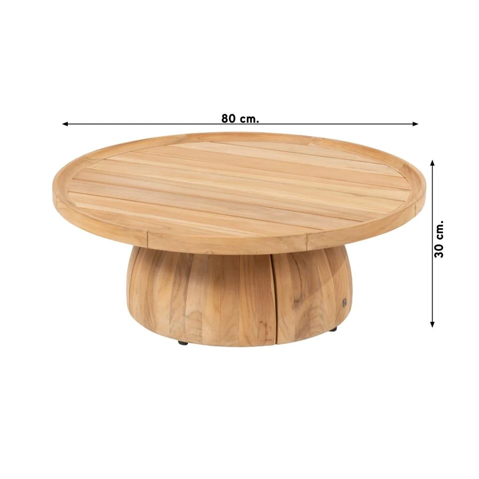 4SO Pablo Koffietafel - Teakhout - Ø80 Cm - Afbeelding 2