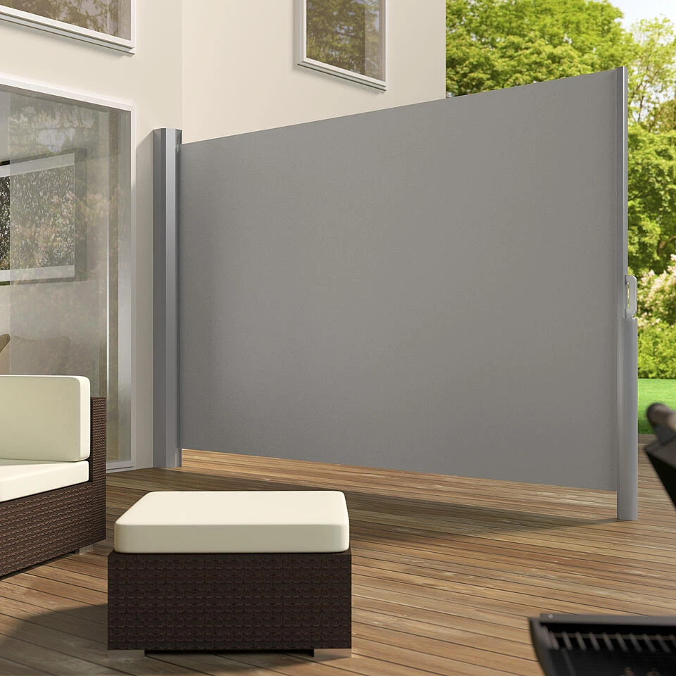 Tectake - Uittrekbaar Aluminium Windscherm Tuinscherm 200 X 300 Cm Grijs - Afbeelding 2