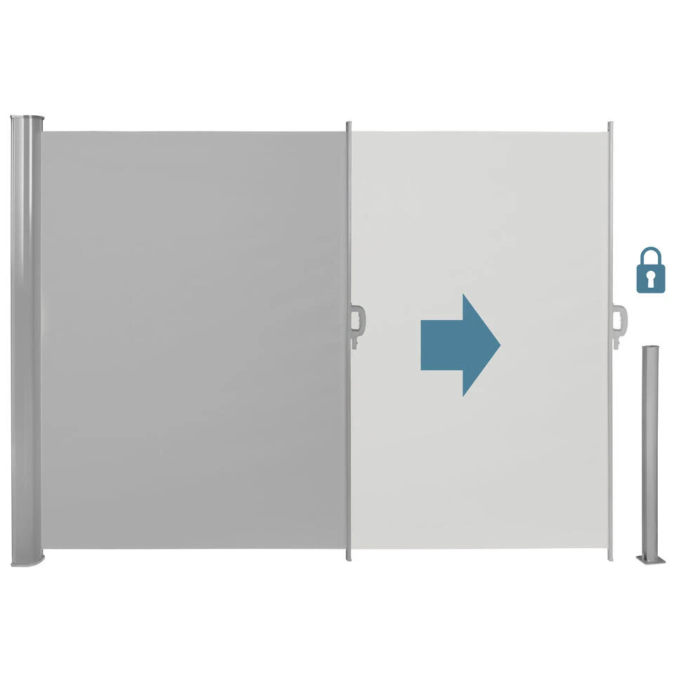 Tectake - Uittrekbaar Aluminium Windscherm Tuinscherm 200 X 300 Cm Grijs - Afbeelding 3