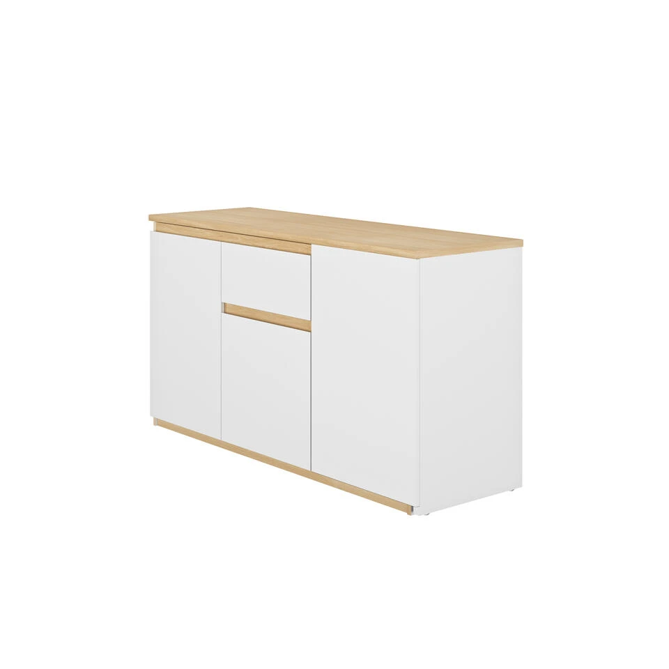 Diagone Draaibaar Bureau Gibril - Kast En Bureau In 1 - Wit/Eikenkleur - Afbeelding 2