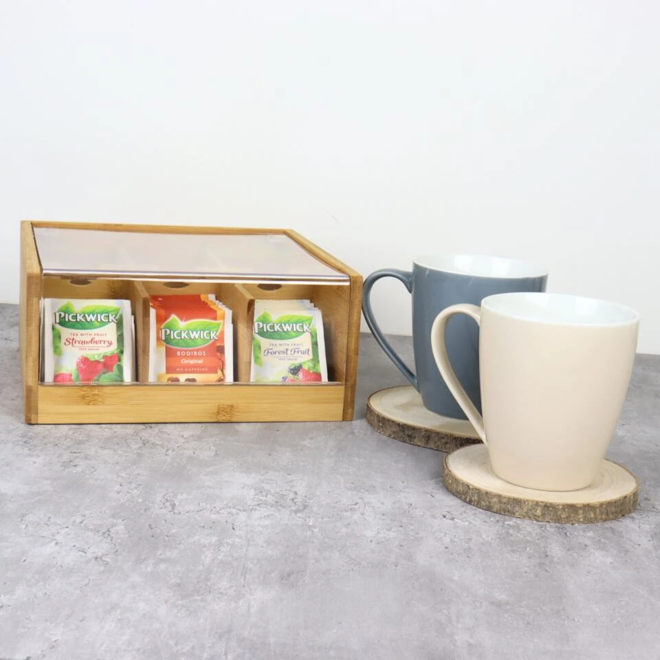 Orange85 Theedoos 6 Vaks Bamboe 20,5x22x10 Cm Kunststof - Afbeelding 2