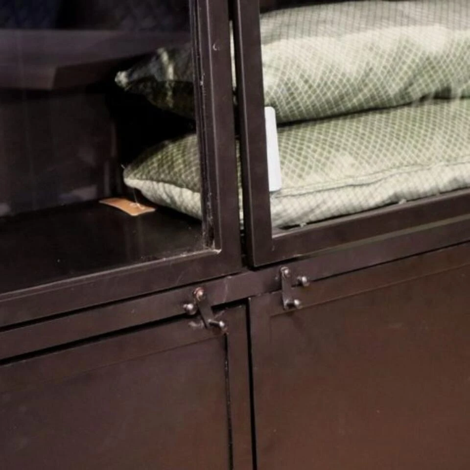 Cavetown Vitrinekast Industrieel Garcia Zwart - 45x140x185 Cm - Afbeelding 3