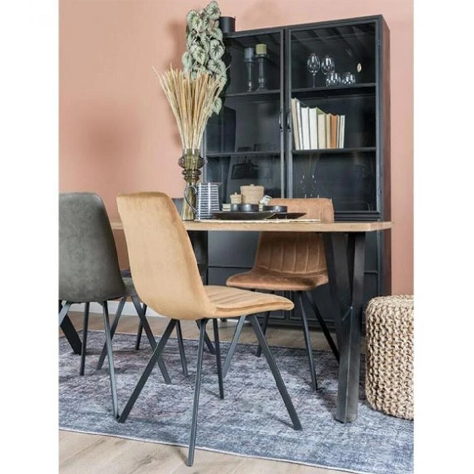 Romy Vitrinekast Industrieel Zwart - 35x120x200 Cm - Afbeelding 4