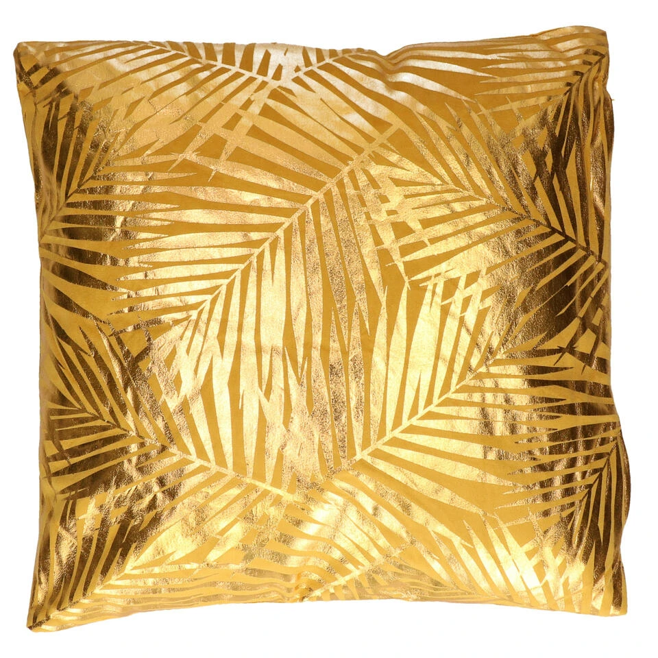 Atmosphera Sierkussen - Palmen Print - Okergoud - 40 X 40 Cm