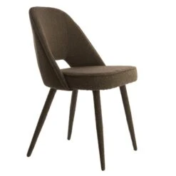 Djeslin Eetkamerstoel Donkerbruin - Stof - Bruin