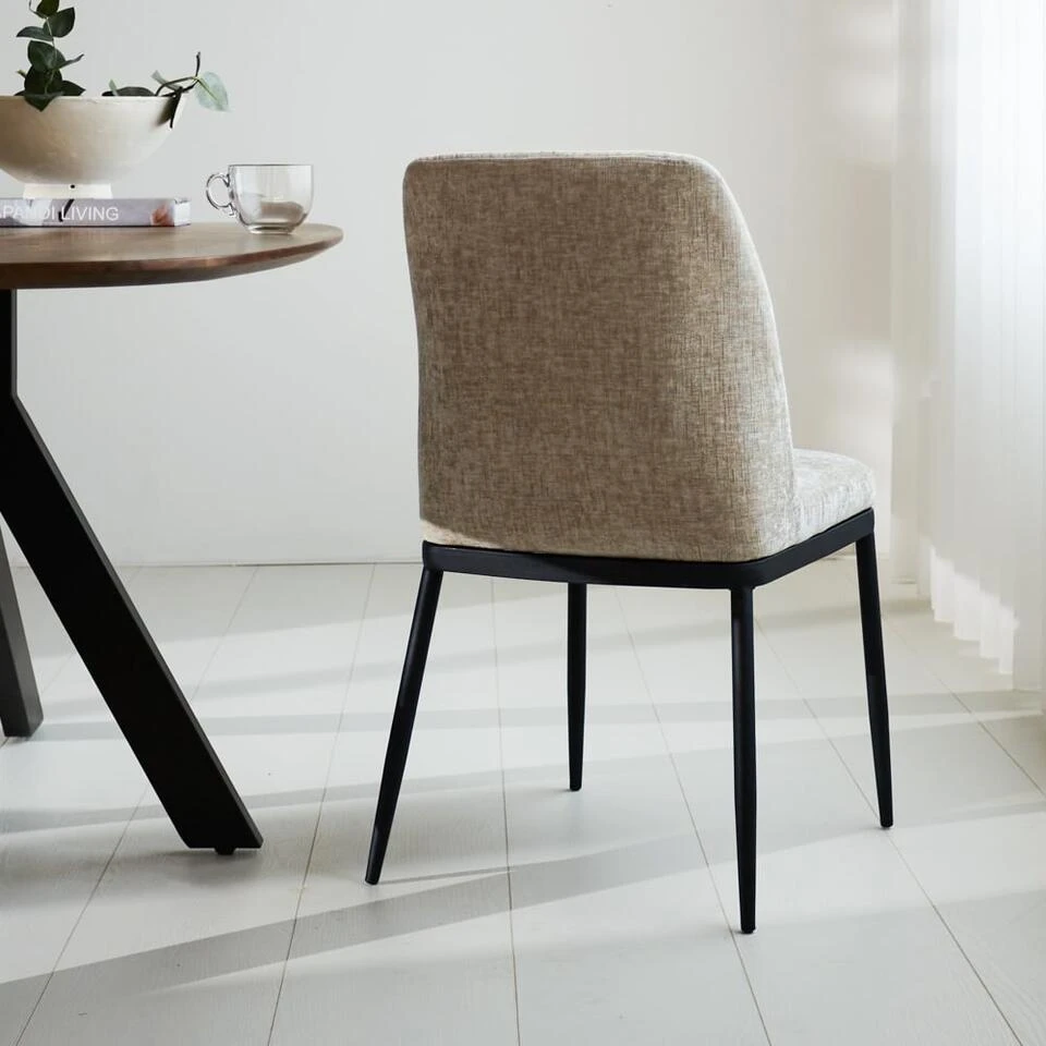 Eetkamerstoel Noli Chenille Beige - Stof - Beige - Afbeelding 3