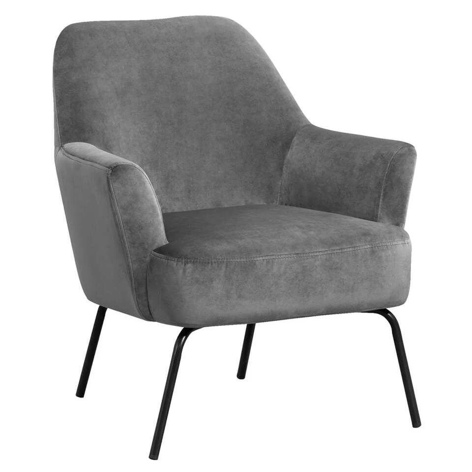 Fauteuil Hamburg - Fluweel - Donkergrijs - Afbeelding 2