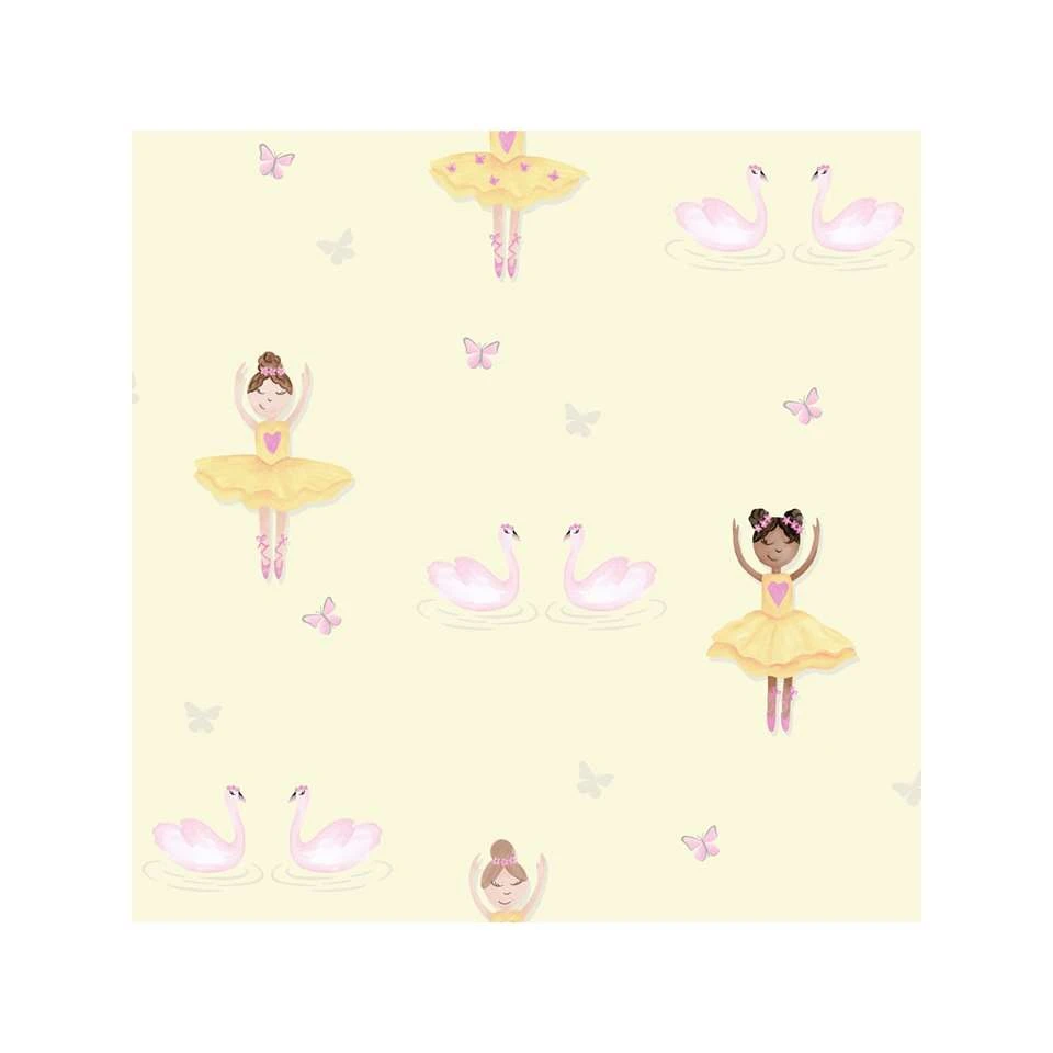 Dutch Wallcoverings - Make Believe Ballerina Geel/roze - 0,53x10,05m - Afbeelding 2