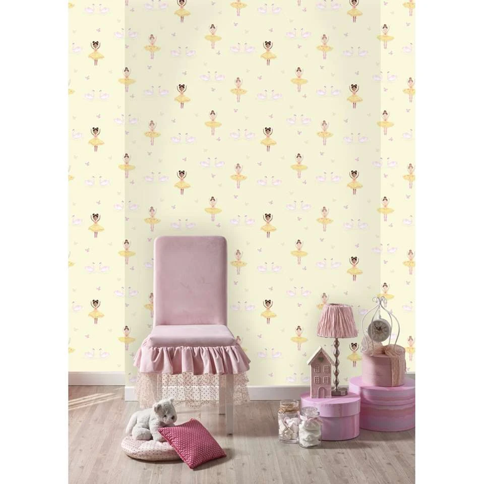 Dutch Wallcoverings - Make Believe Ballerina Geel/roze - 0,53x10,05m - Afbeelding 3