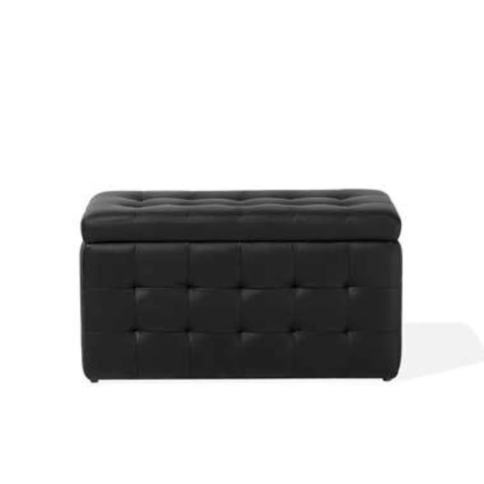 Beliani Ottomaan MICHIGAN - Zwart Kunstleer - Afbeelding 2