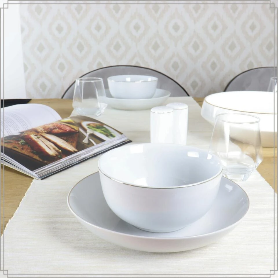 OTIX Soepkommen Set Van 6 Schaaltjes Porselein Wit Met Gouden Rand 13,5 X 6 Cm - Afbeelding 3