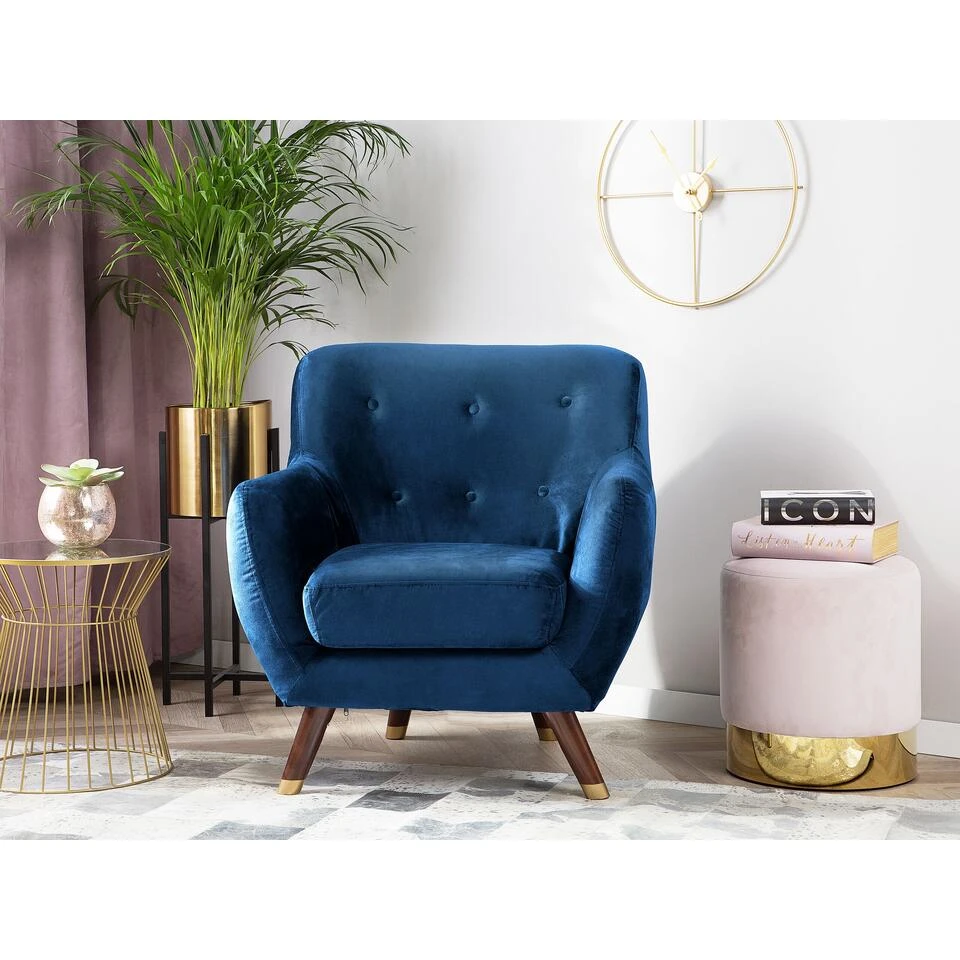 Beliani Fauteuil BODO - Blauw Fluweel - Afbeelding 2