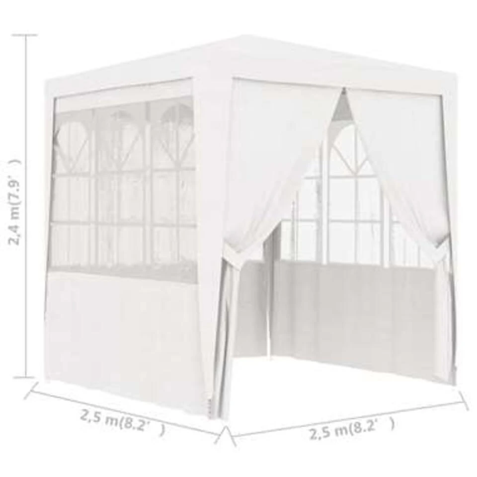 VidaXL Partytent Met Zijwanden Professioneel 90 G/m² 2,5x2,5 M Wit - Afbeelding 2