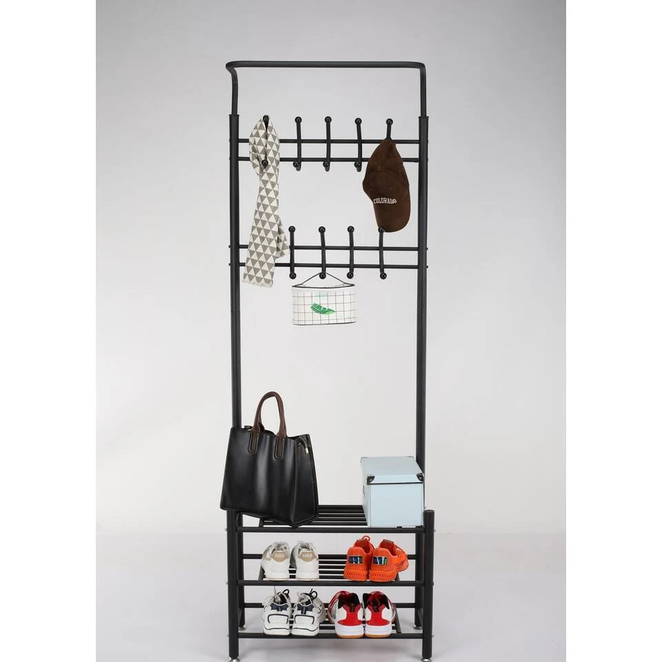 O'DADDY® Kapstok Staand - Schoenenrek - 18 Haken - 66x30x190cm - Zwart - Afbeelding 3